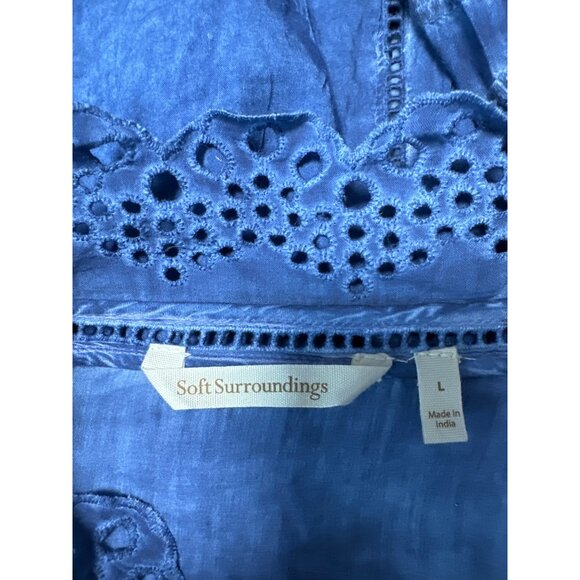 Soft Surrounding Blue Deidre Tunic Top Eyelet Embroidered Size L - Picture 7 of 9
